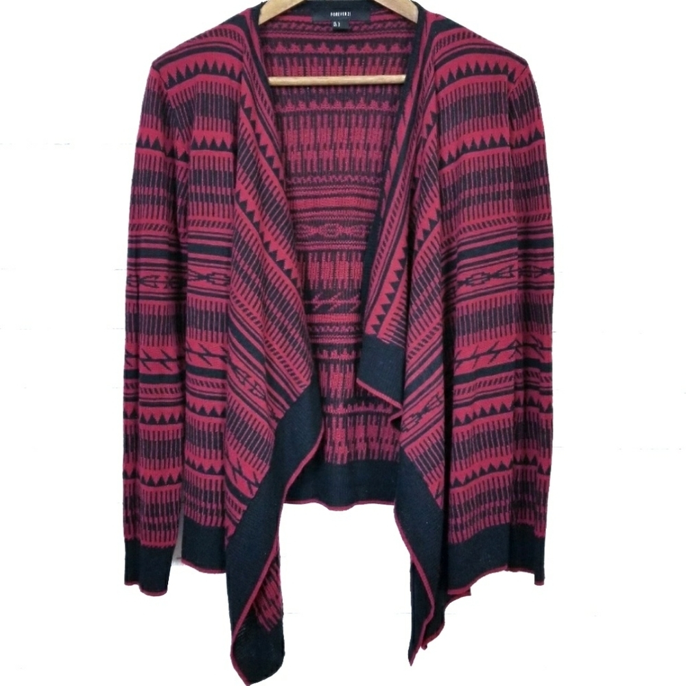 Forever 21‎ Aztec Striped Open Front Cardigan Large